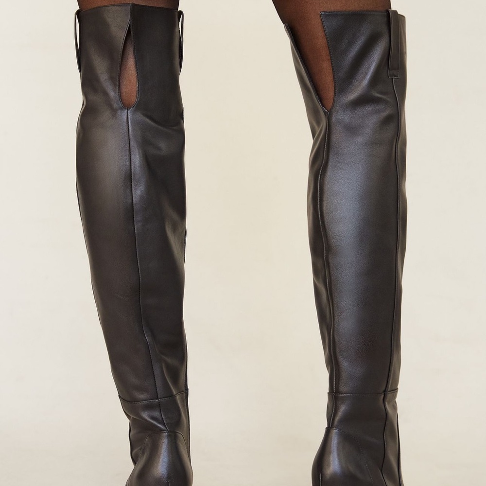 Black Over-the-Knee Leather Boots Silent D by Anthropologie- Like New🖤 - Picture 4 of 5